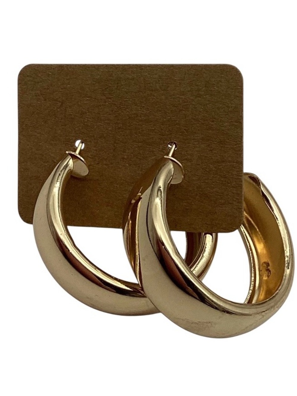 Chunky Gold Tone Domed Hoop Earrings (NWT)